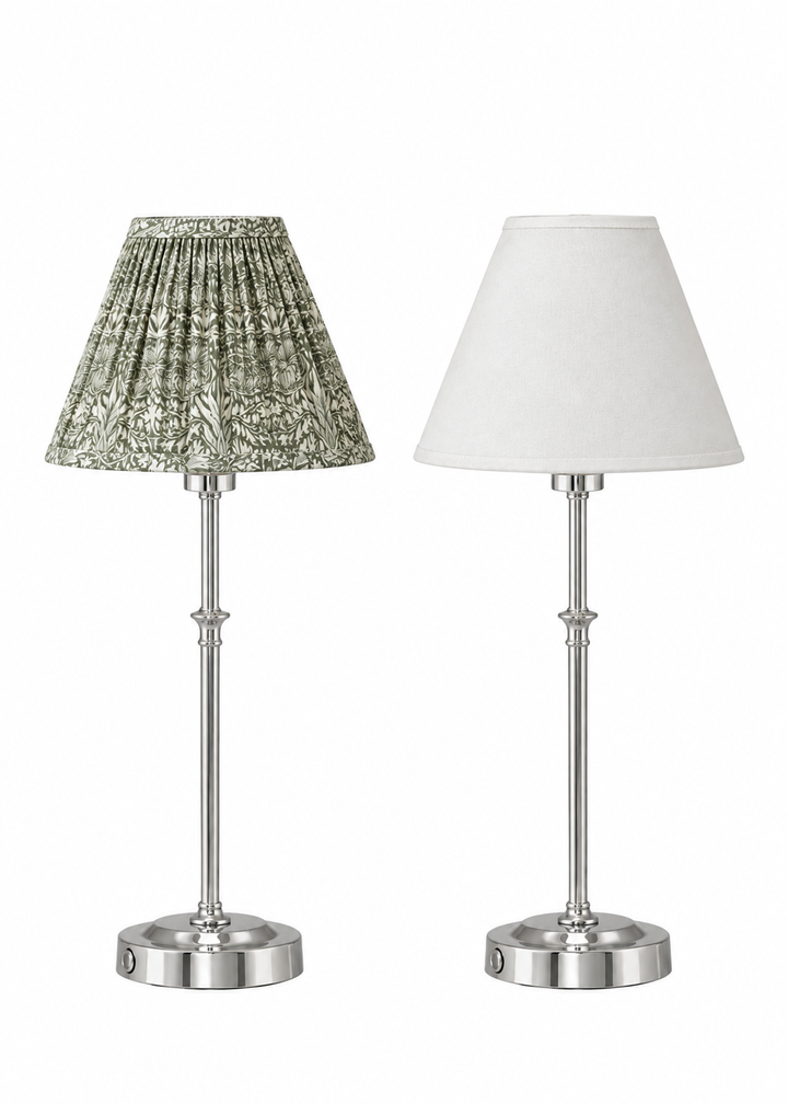 Silver Base with Fabric Shade Lamp