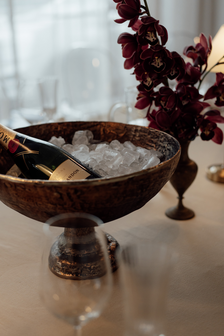 Aged Gold Footed Champagne Bowl