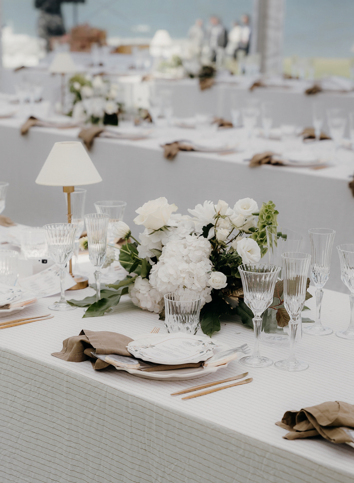 Gold Base / White Linen Shade Table Lamps