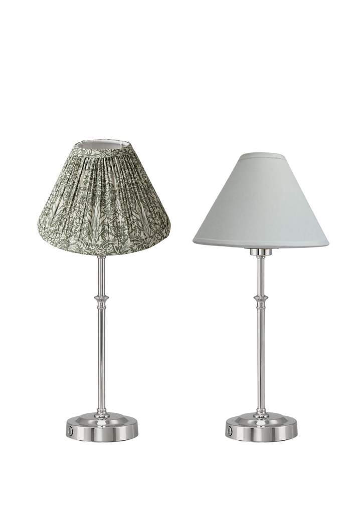 Silver Base / Fabric Shade LED Lamp